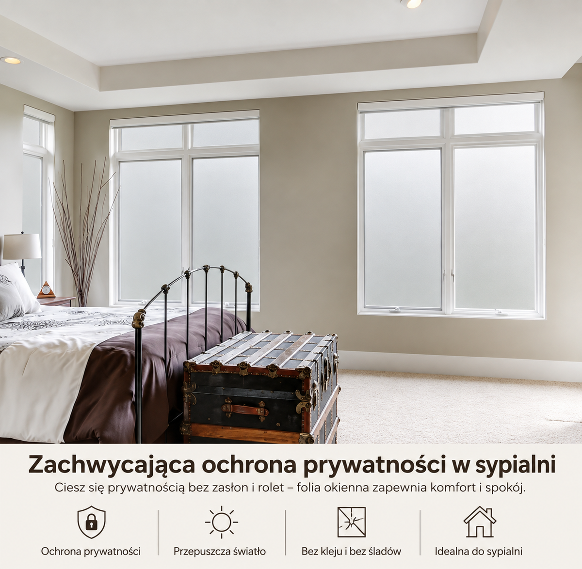 🪟 Folia Okienna Matowa Prywatności – Statyczna Bez Kleju do Łazienki, Kuchni i Domu 🔒