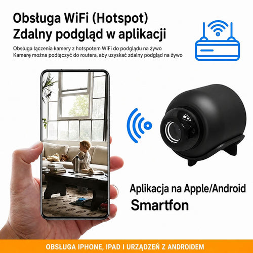 HIT!📷 Mini kamera FullHD 1080p, z detekcją ruchu, Wi-Fi