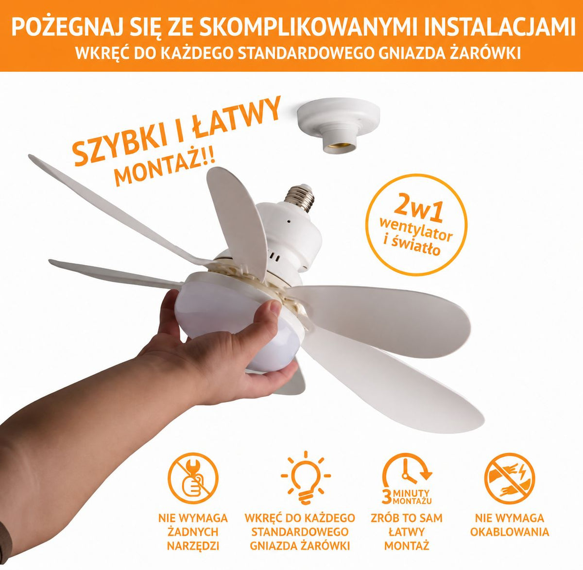 💡 LED-Deckenleuchte 40W mit Ventilator E27 + Fernbedienung – Licht- und Lüftungsregulierung