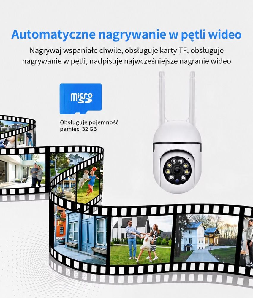 📹 WLAN PTZ-Außenkamera – Überwachung, 355° Drehung, Nachtsicht, Zwei-Wege-Audio