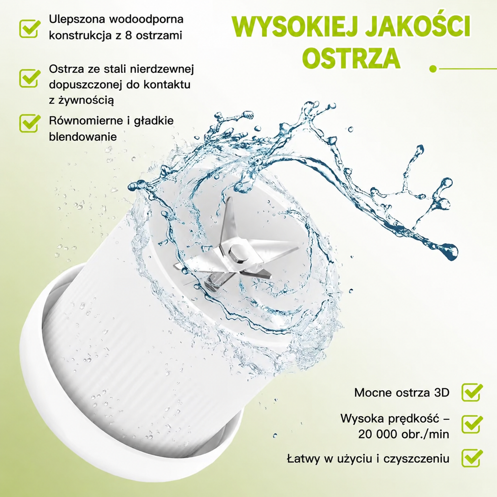 🍓 Przenośny Blender USB 350 ml – Smoothie, Koktajle i Soki 🥤 6 Ostrzy