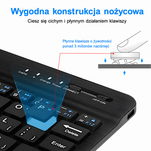 ⌨️ Klawiatura Bluetooth 5.1 – Bezprzewodowa Mini Klawiatura do Tabletu, Telefonu i Laptopa