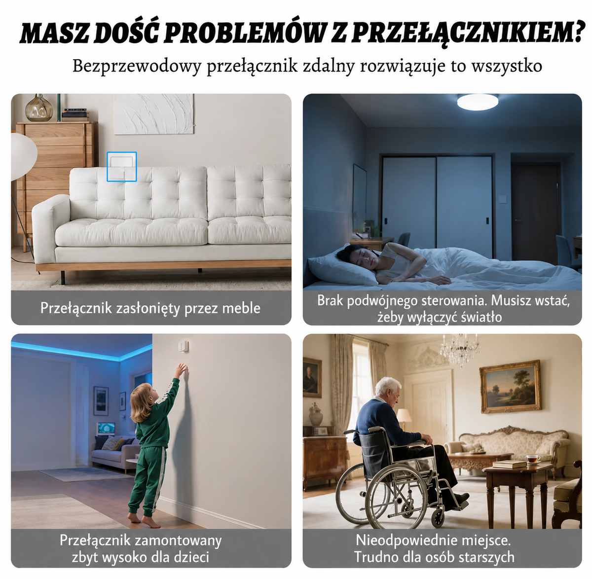 💡 Bezprzewodowy Przełącznik Światła RF433MHz – Samoprzylepny, Bez Kabli i Wiercenia 🔥
