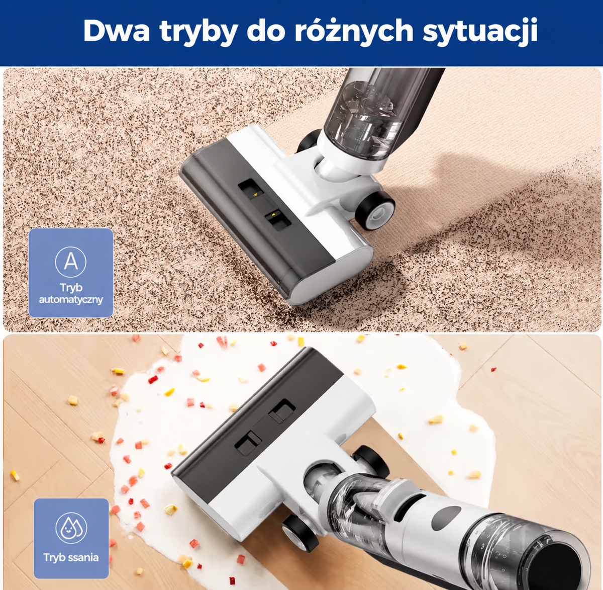 🧼 Odkurzacz Pionowy 2w1 – Odkurzanie + Mopowanie 💦 | 9000 Pa | Samoczyszczenie