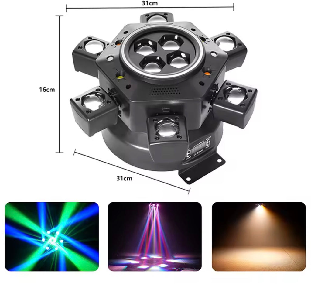 💥 Profesjonalne Oświetlenie Imprezowe LED 150W RGBW + Laser + Stroboskop + DMX512 + Pilot 🎶🌈