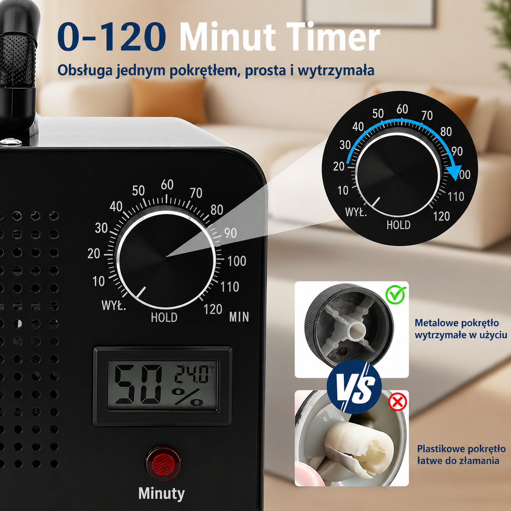 💨Generator ozonu PODOFO 60 000 mg/h – Ozonator do domu, auta i biura z timerem 120 min