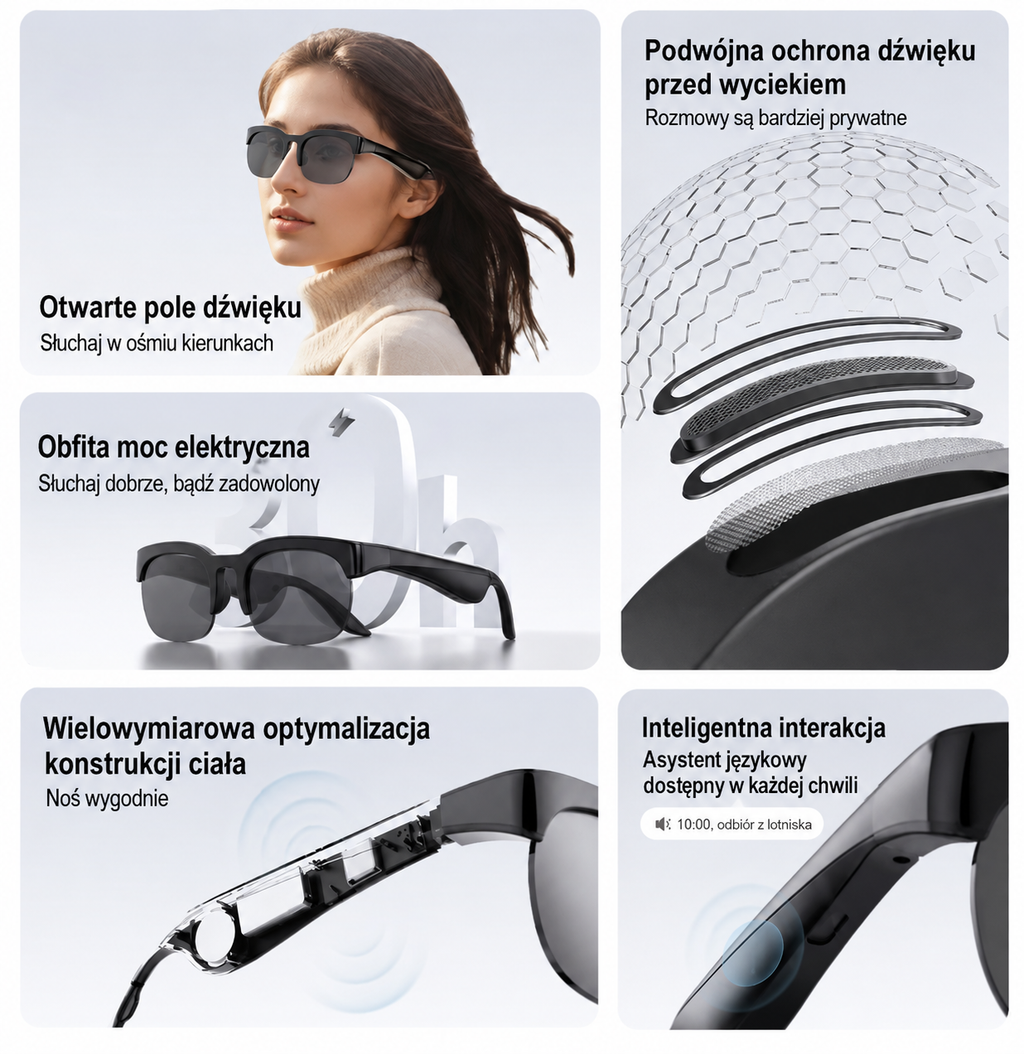 🕶️ Lenovo Inteligentne Okulary AI D12 – Bluetooth, Tłumaczenie AI, Muzyka, Rozmowy Hands-Free 🎧🤖