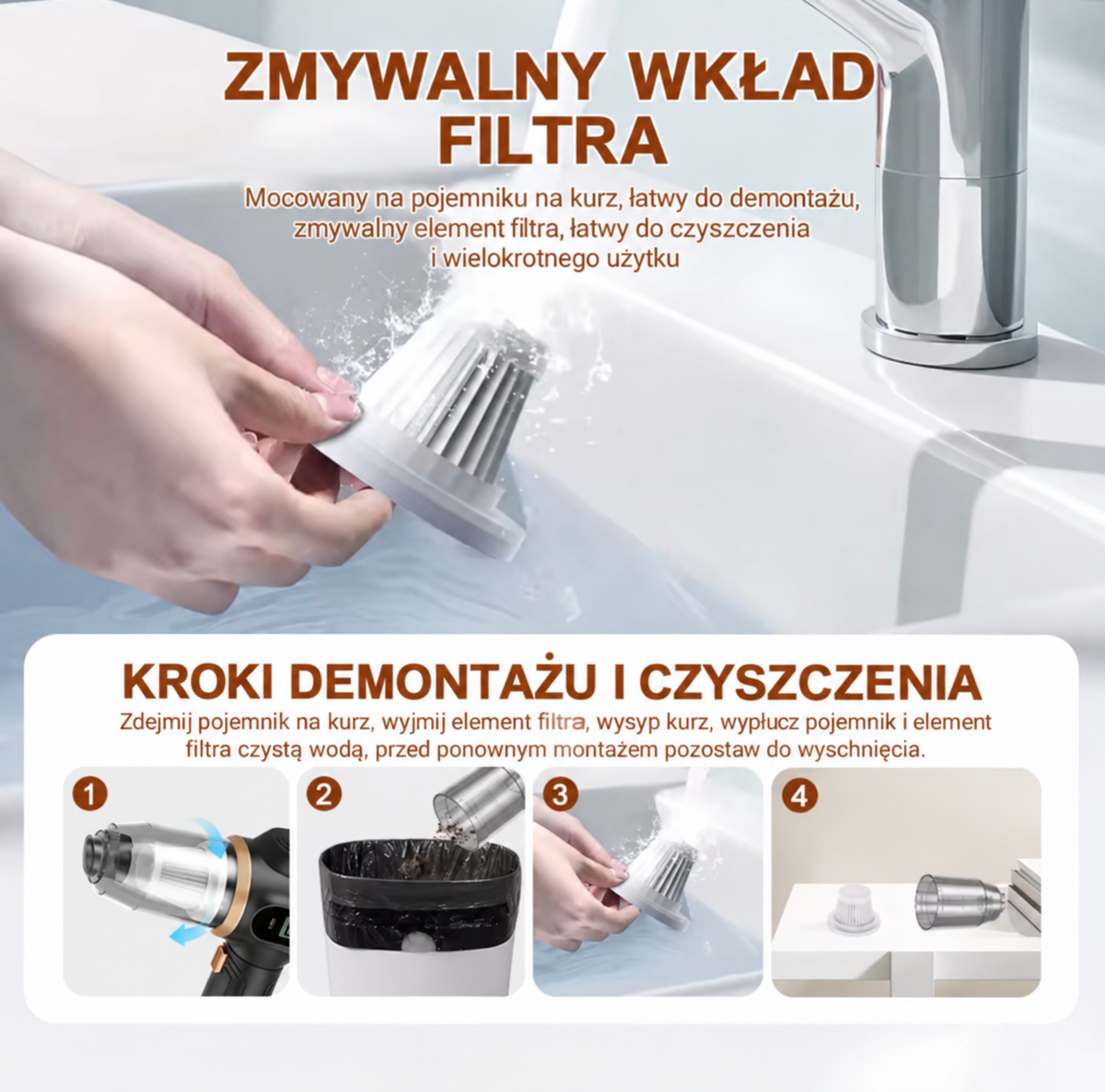 🚗✨ Bezprzewodowy Odkurzacz Samochodowy 2w1 | Odkurzacz + Dmuchawa 💨 | USB-C 🔋 | Filtr HEPA