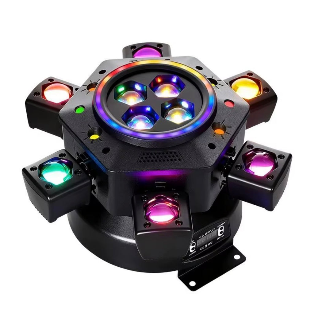 💥 Profesjonalne Oświetlenie Imprezowe LED 150W RGBW + Laser + Stroboskop + DMX512 + Pilot 🎶🌈