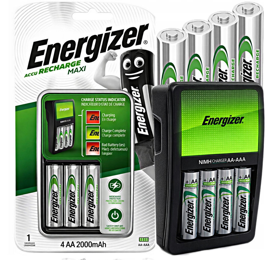 🔋 Ładowarka Energizer Maxi AA/AAA + 4 Akumulatorki AA 2000 mAh ⚡