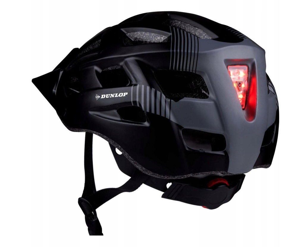 🚴 Fahrradhelm MTB DUNLOP M 55–58 cm + Rücklicht 6x LED 🔴