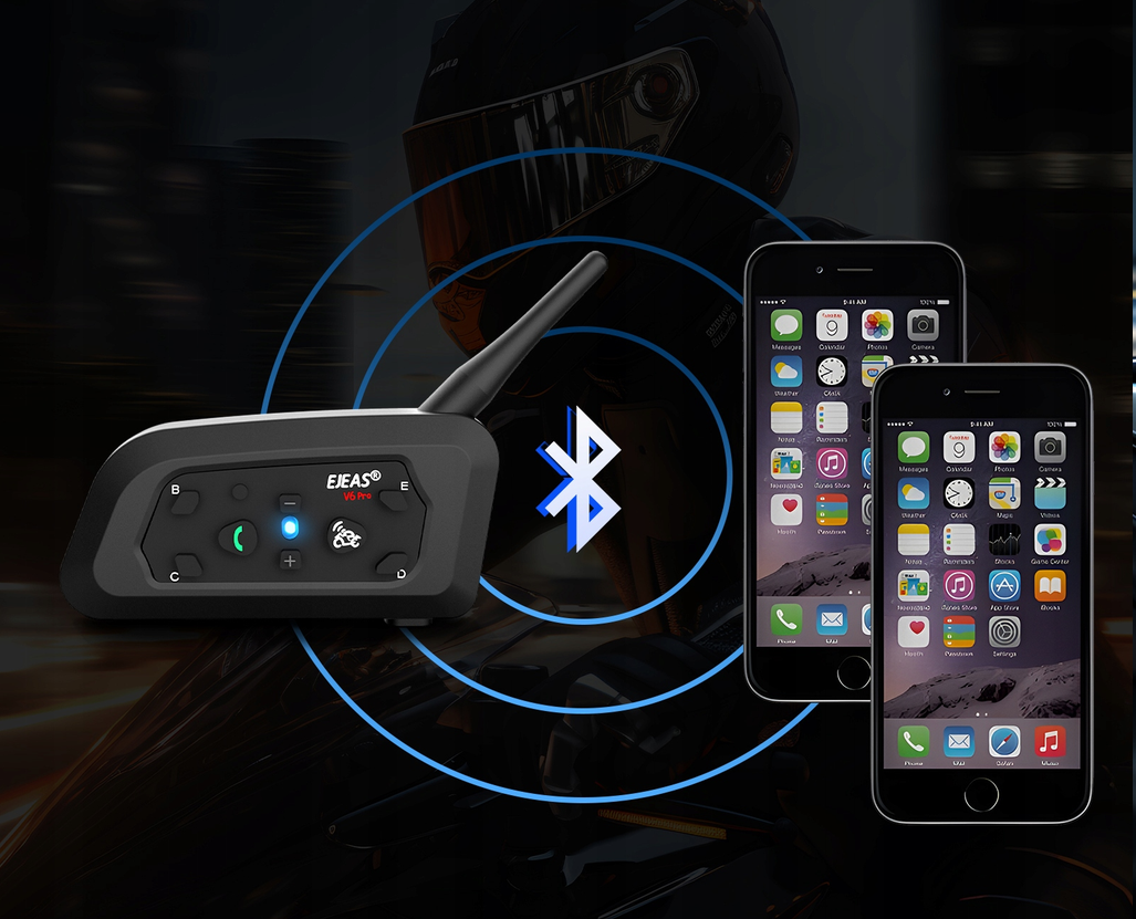 🏍️ Interkom Motocyklowy EJEAS V6 PRO+ Bluetooth 5.1 USB-C IP67 1200 m 🎧