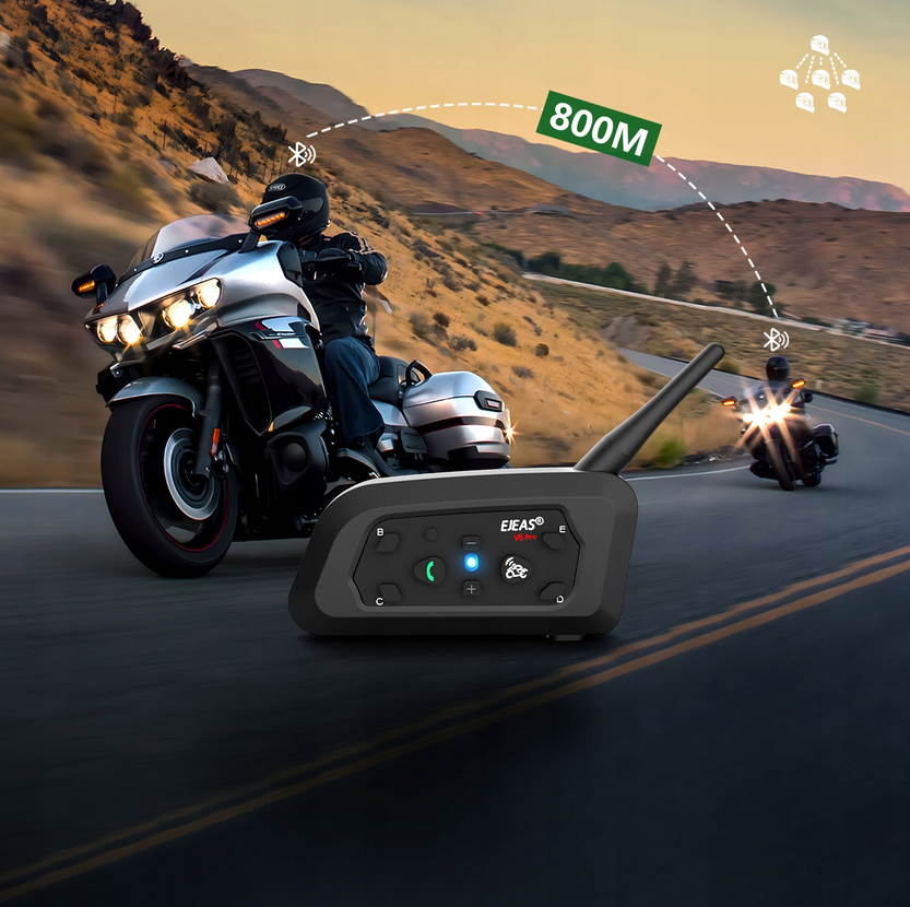 🏍️ Interkom Motocyklowy EJEAS V6 PRO+ Bluetooth 5.1 USB-C IP67 1200 m 🎧