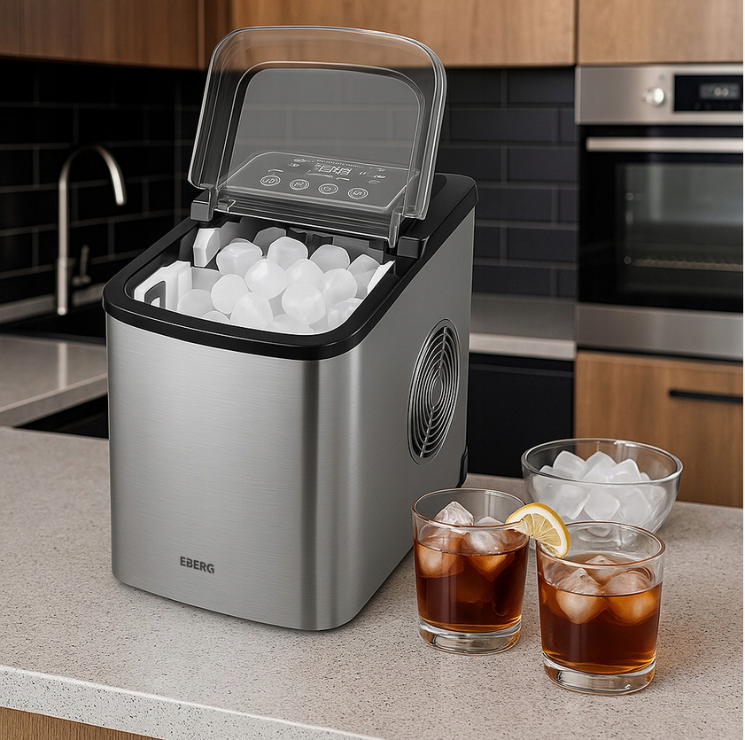🧊 EBERG QIM Eiswürfelmaschine 160W – 12 kg/24h, 2 Eiswürfelgrößen, INOX ❄️