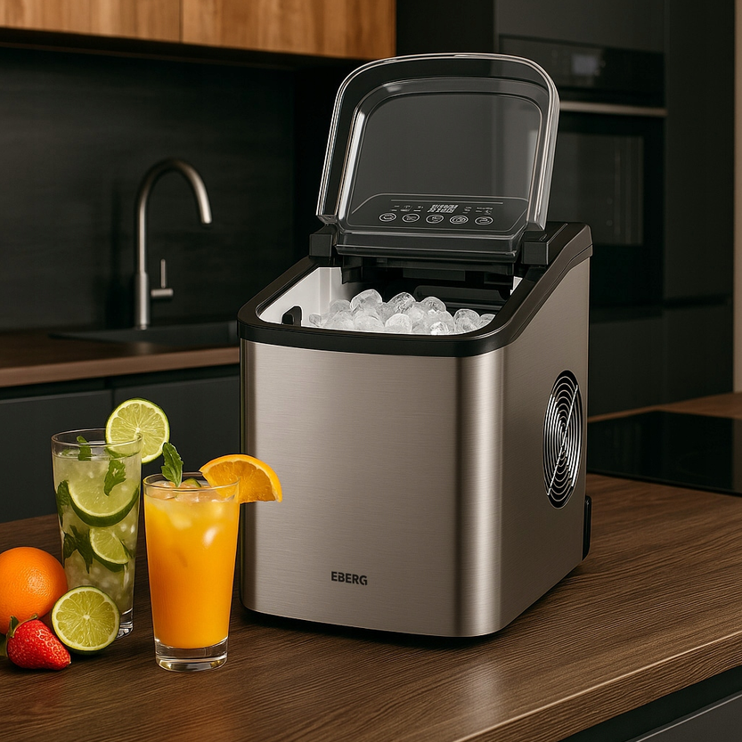 🧊 EBERG QIM Eiswürfelmaschine 160W – 12 kg/24h, 2 Eiswürfelgrößen, INOX ❄️