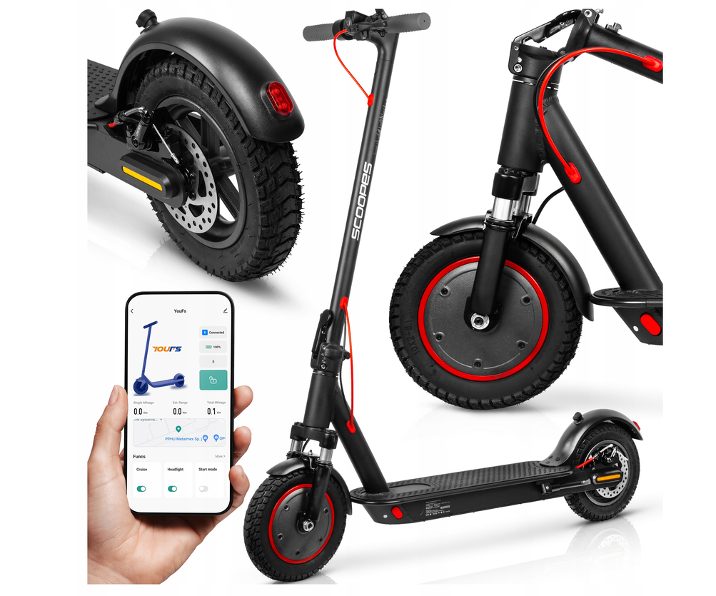 🛴 Hulajnoga Elektryczna SCOOPES E-Cruise 350W – Zasięg 35 km, Koła 10", Amortyzacja ⚡