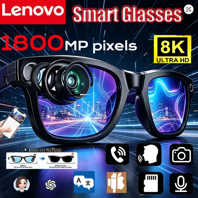 🕶️ Lenovo Inteligentne Okulary AI D12 – Bluetooth, Tłumaczenie AI, Muzyka, Rozmowy Hands-Free 🎧🤖